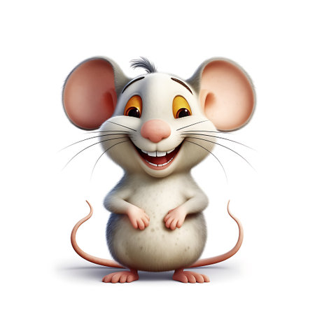 3d rendered illustration of a cute mouse cartoon character isolated on white background ai generativeの素材
