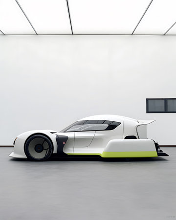 3D rendering of a brand-less generic concept car in a exhibition ai generatedの素材