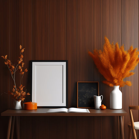 Mock up poster frame in modern interior background ai generatedの素材