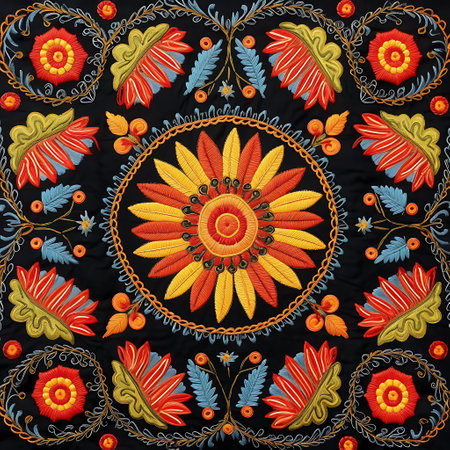 Embroidery floral pattern, Vector illustration in ethnic style ai generatedの素材