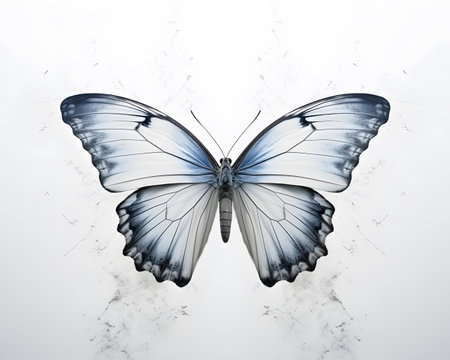 Butterfly on a white background, 3d rendering, ai generatedの素材