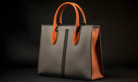 Black and orange leather shopping bags on black backgroundの素材