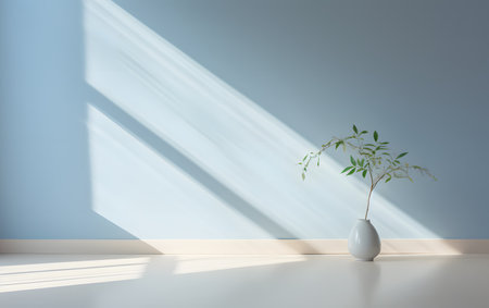 Minimalistic interior with plant in vase on the floor ai generatedの素材