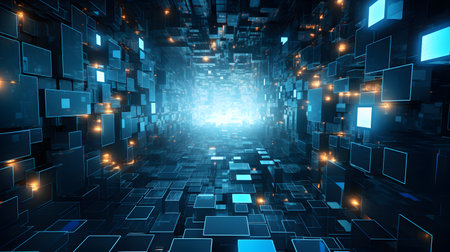 Futuristic digital technology background, 3D renderingの素材