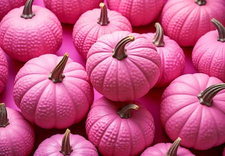 pink pumpkins for halloween or thanksgiving day backgroundの素材
