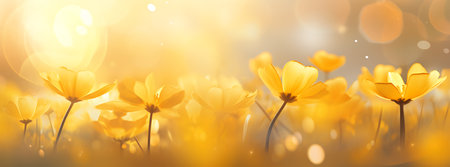 Spring flowers background with bokeh effect. Vector Illustration.の素材