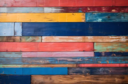 Colorful wood wall texture background, Thailand. Vintage tone color.の素材