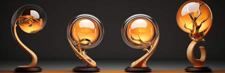 Realistic Detailed 3d Glass Trophy Award. Vector illustration.の素材