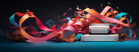Ribbon background. 3d rendering, 3d illustration.の素材