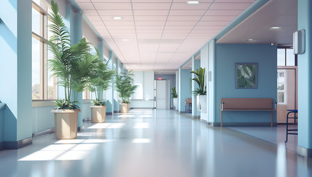 Interior of the modern hospital. 3d rendering. Mock upの素材