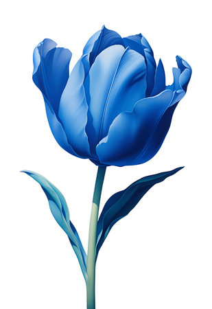 Blue tulip isolated on white backgroundの素材