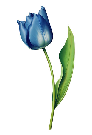 Blue tulip isolated on white background.の素材