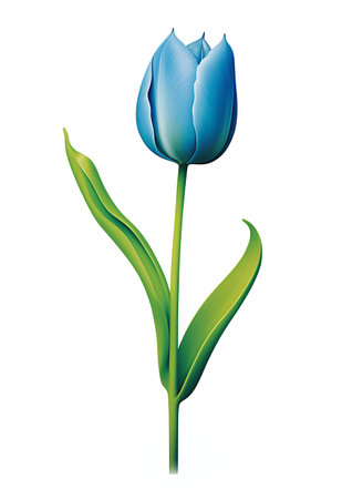Blue tulip isolated on white background. Vector illustration.の素材