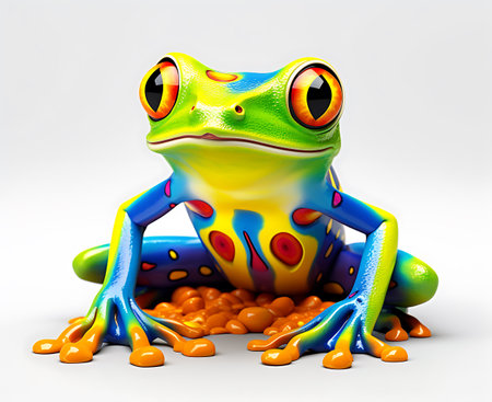 illustration of funny frog on a white background. 3d renderingの素材