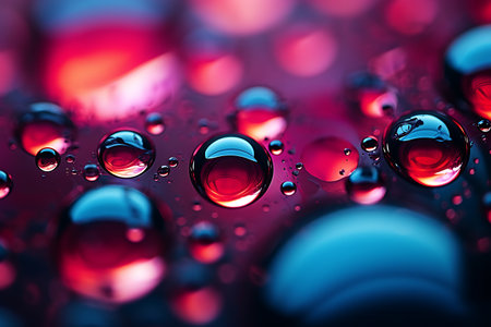 Water drops on a colorful background. Shallow depth of field.の素材