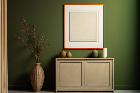 Mock up frame in interior background. 3d render illustration.の素材