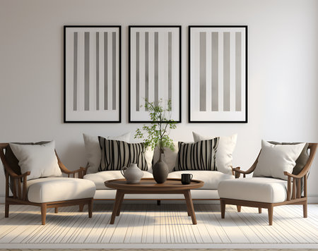 Interior design living room with two armchairs and coffee table - renderingの素材