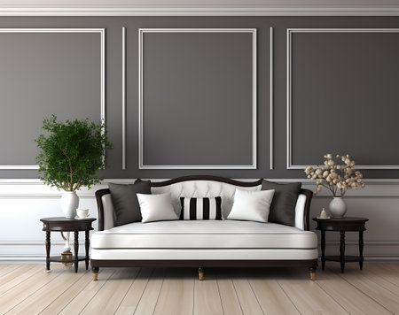 Classic bedroom interior with classic furniture. Luxury furniture in classic style.3d renderの素材
