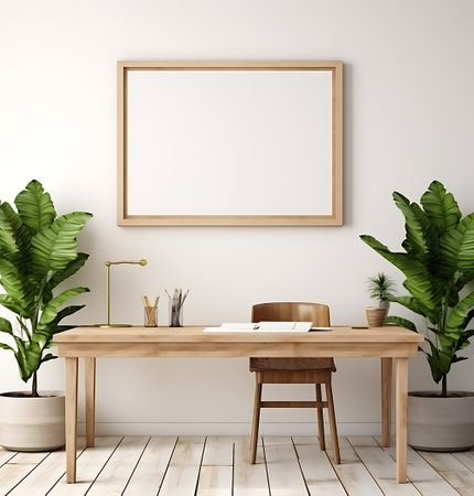 Mock up poster frame in modern interior background, 3d renderの素材