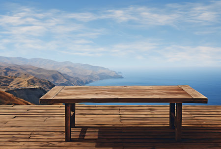 Table Top And Blur Nature of the Background. 3D Renderの素材