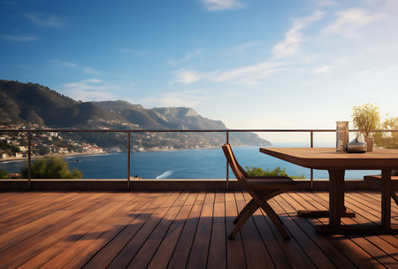 Terrace With Sea View And Terrace Of The Blur Nature Backgroundの素材