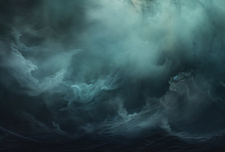 Abstract dark blue smoke on dark background. 3d render illustrationの素材