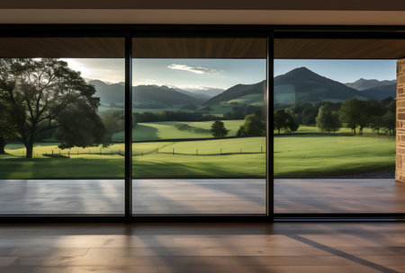 View from the window of a modern house. 3d rendering.の素材