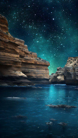 Alien Planet - 3D Rendered Artwork. Rocks and waterの素材