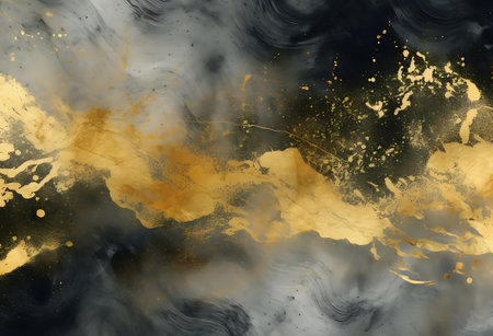 Marble abstract acrylic background. Marbling artwork texture. Agate ripple pattern. Gold powder.の素材