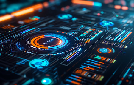 Futuristic HUD interface. Futuristic user interface. 3d renderingの素材