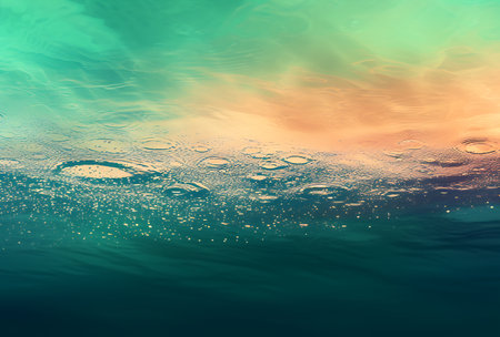 Water surface with ripples and waves. Colorful abstract background.の素材