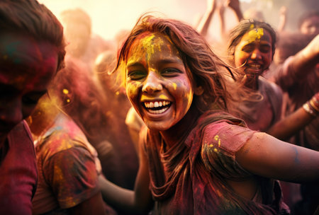 Holi festival in India. Holi is the festival of colors in India.の素材