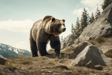Grizzly Bear in the Carpathian Mountains, Ukraineの素材