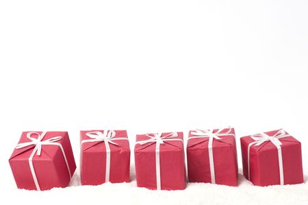 Christmas presents on snow