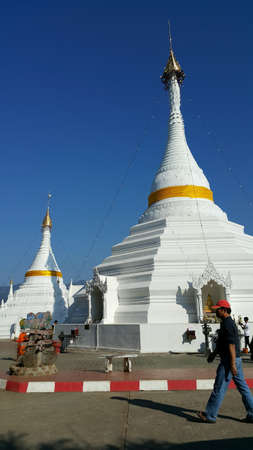 Thai temple with blue sky Pai maehongsorn Thailandの素材