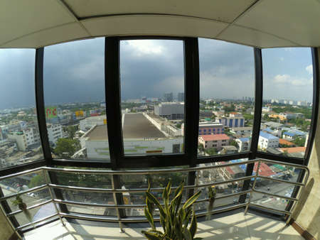 City with blue sky Outside the windowの素材