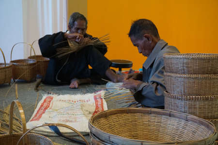 The old man weave pattern hand bamboo, Bamboo weavingのeditorial素材