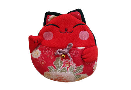Maneki neko - Japanese Lucky Cat purse or kimono fabric Women Walletの写真素材