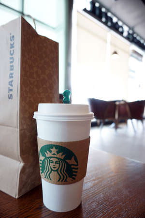BANGKOK, THAILAND - January 26, 2016: Glass of Starbuck Coffee Chocolate. Starbucks is the world's largest coffee house with over 20,000 stores in 61 countries.のeditorial素材