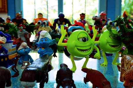 AYUTTAYA, THAILAND - JANUARY 21: Collection of Toys called monster university ,smurf and etc. at Million Toy Museum on JANUARY 21, 2016のeditorial素材
