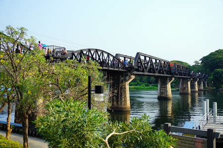 Historical River Kwai Bridge; Thailandの写真素材
