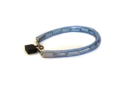 Bicycle cable chain key lock on white backgroundの写真素材