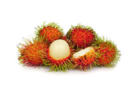 Rambutan sweet delicious fruit isolated on white backgroundの写真素材