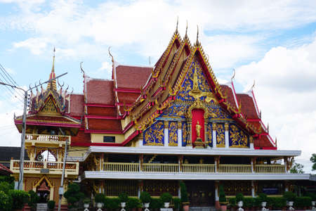 Thai temple with blue skyの写真素材