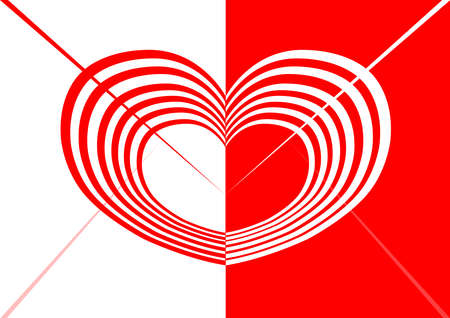 Love letter red and white half. Vector iconのイラスト素材