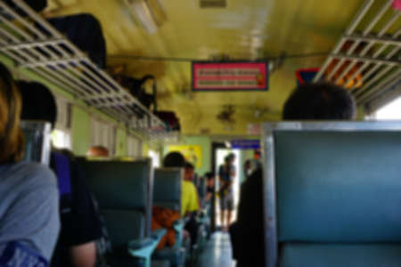 Blurred background abstract , passenger seat, chairs inside the public trainの写真素材