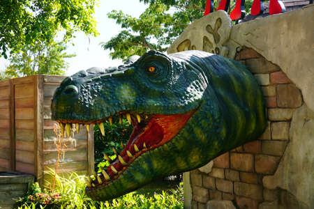 HUAHIN,THAILAND - January 7 : The venezia building landmark tourist attraction show dinosaur for children in playland on January 7, 2017 in Huahin,Thailandのeditorial素材