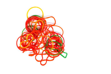 Rubber band or plastic band isolated on white backgroundの写真素材