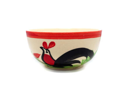 Bowl of chicken or chicken and seal Cup of Lampang, Thailand. An earlier version of chicken products, seal Bowl from China. Characteristics of chicken the Red Crest, a black tail. Vintage ceramic bowlの写真素材