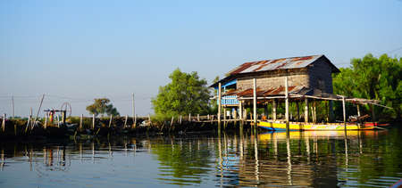 Small traditional wooden hut at the sea, Thailandの写真素材